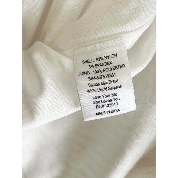 Show Me Your Mumu Samba Mini Dress in White Liquid Sequins M - Picture 7 of 9